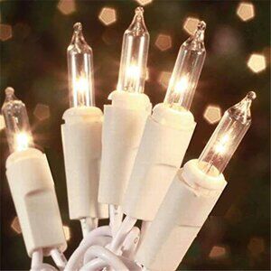100 Count Mini Clear Christmas Lights 21ft White Wire Indoor Outdoor